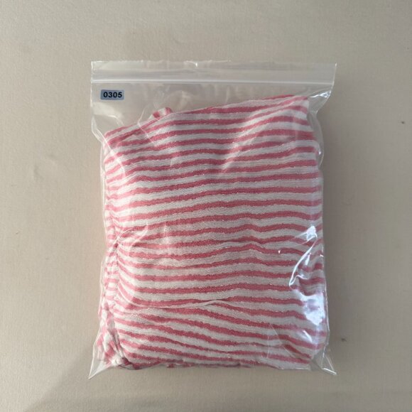 NWT Blue Island Pink White Metallic Striped Off The Shoulder Mini Dress Size S - Picture 11 of 11